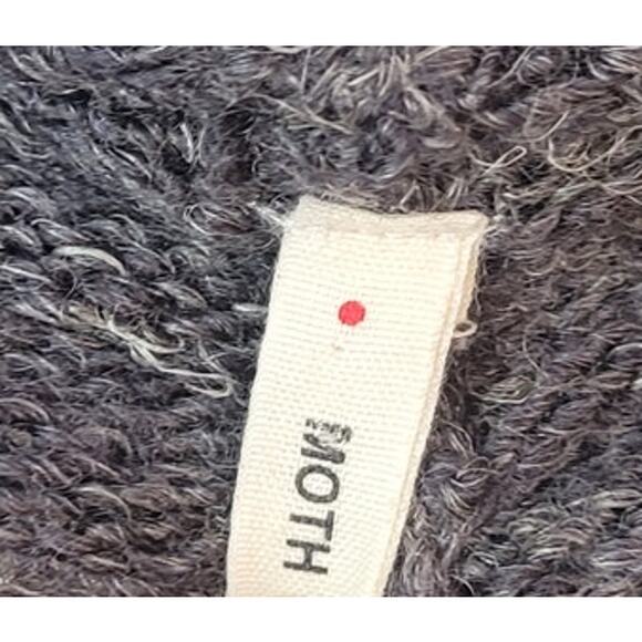 Elegant Anthropologie Moth Gray Lace Pane Tie-Front Sweater Wool Blend Jumper M - Picture 5 of 8